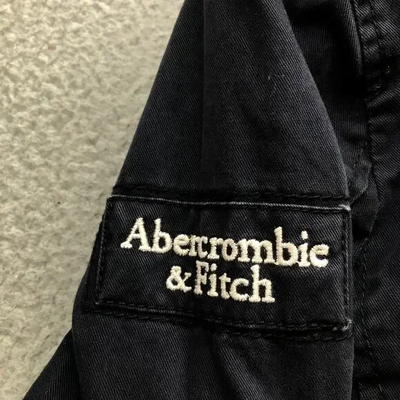 Abercrombie & Fitch Utility Military Heavy Jacket Womens Large Twill Zip Navy - Picture 9 of 11